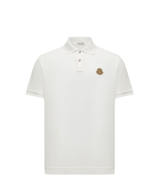 Polo Coton Blanc Logo cuir