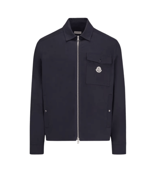 Surchemise Zippée de Coton Mélangé Marine