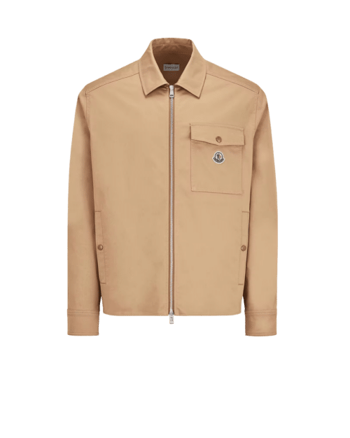 Surchemise Zippée de Coton Mélangé Beige