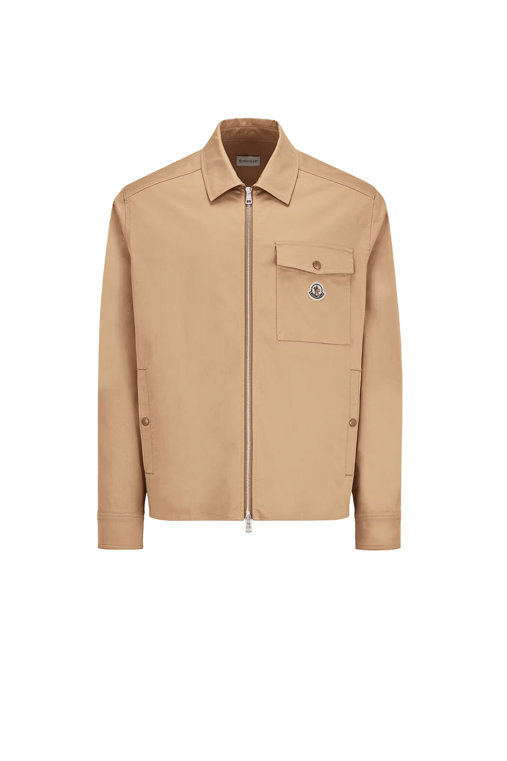 Surchemise Zippée de Coton Mélangé Beige