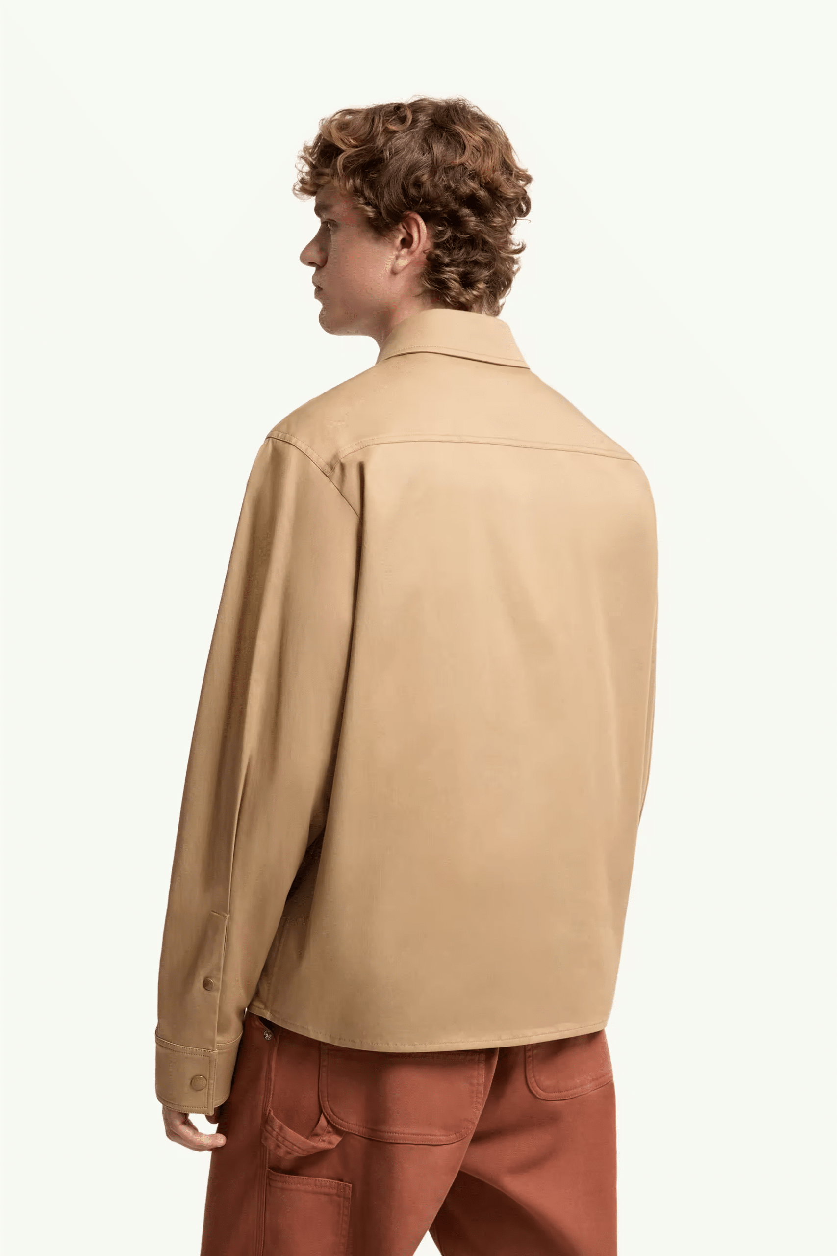 Surchemise Zippée de Coton Mélangé Beige