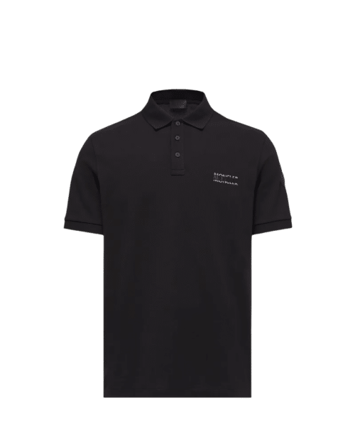 Polo en Coton Noir Logo Imprimé