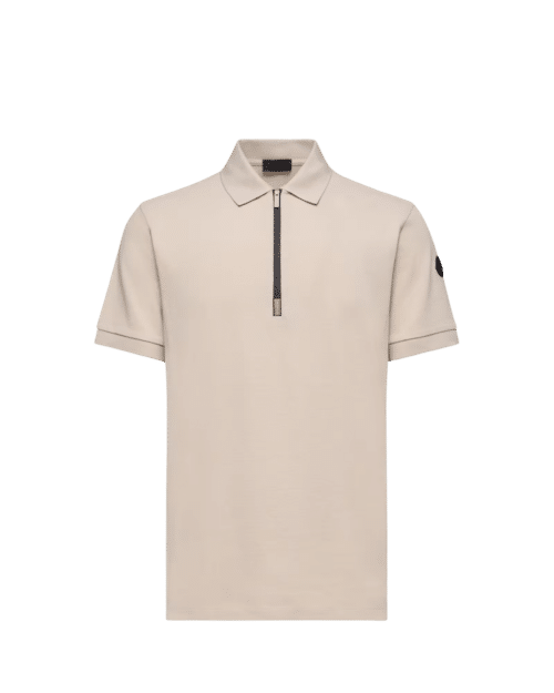 Polo Col Zippé Coton Beige Clair