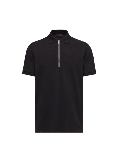 Polo Col Zippé Coton Noir