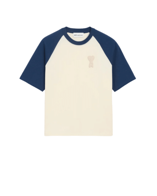 Tee-Shirt Crème Bleu Cœur en Crochet