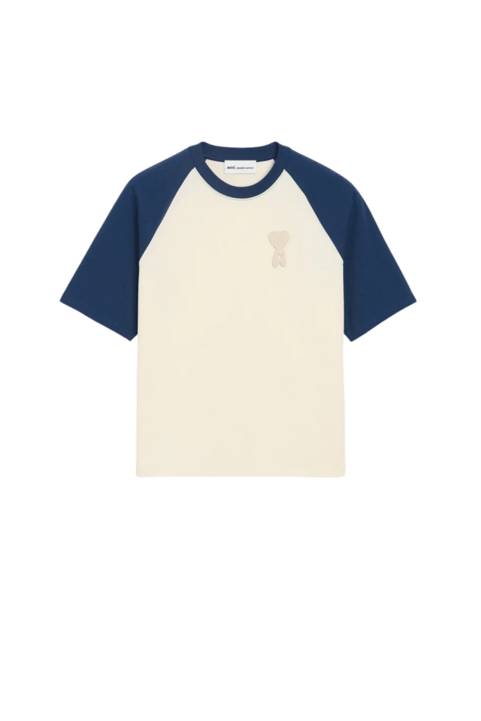 Tee-Shirt Crème Bleu Cœur en Crochet