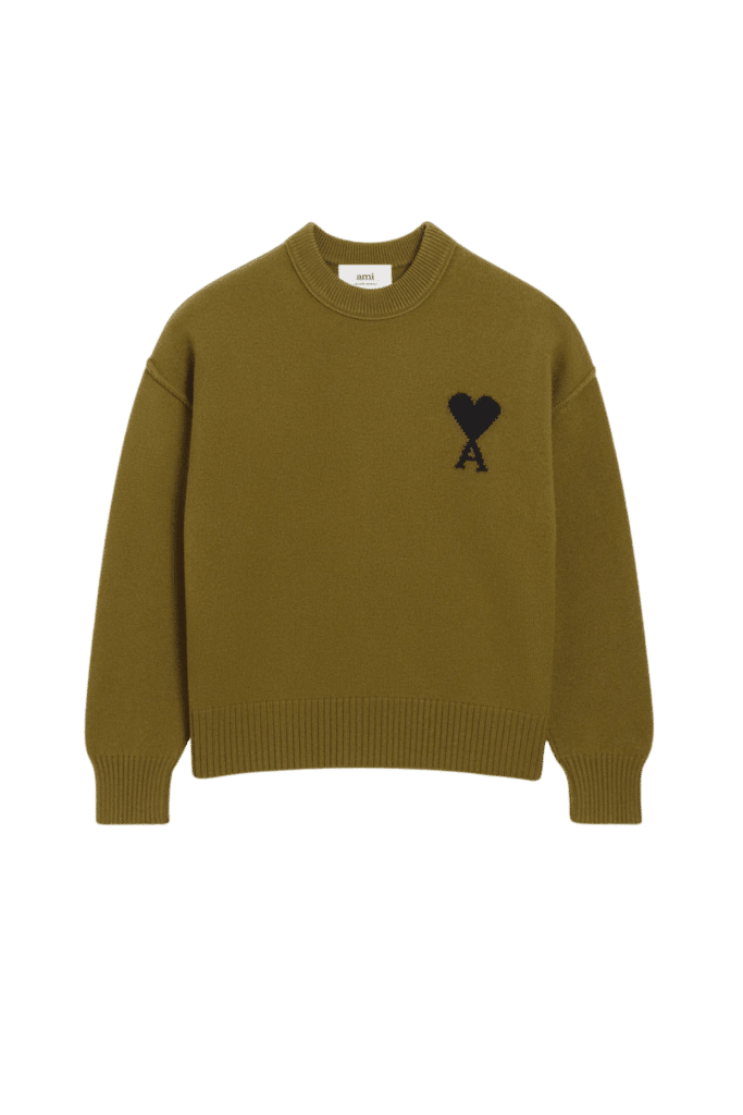 Pull Col Rond Laine Bronze Cœur Noir