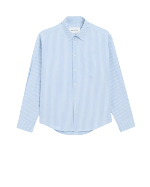 Chemise Boxy Coton Bleu Cachemire Blanc