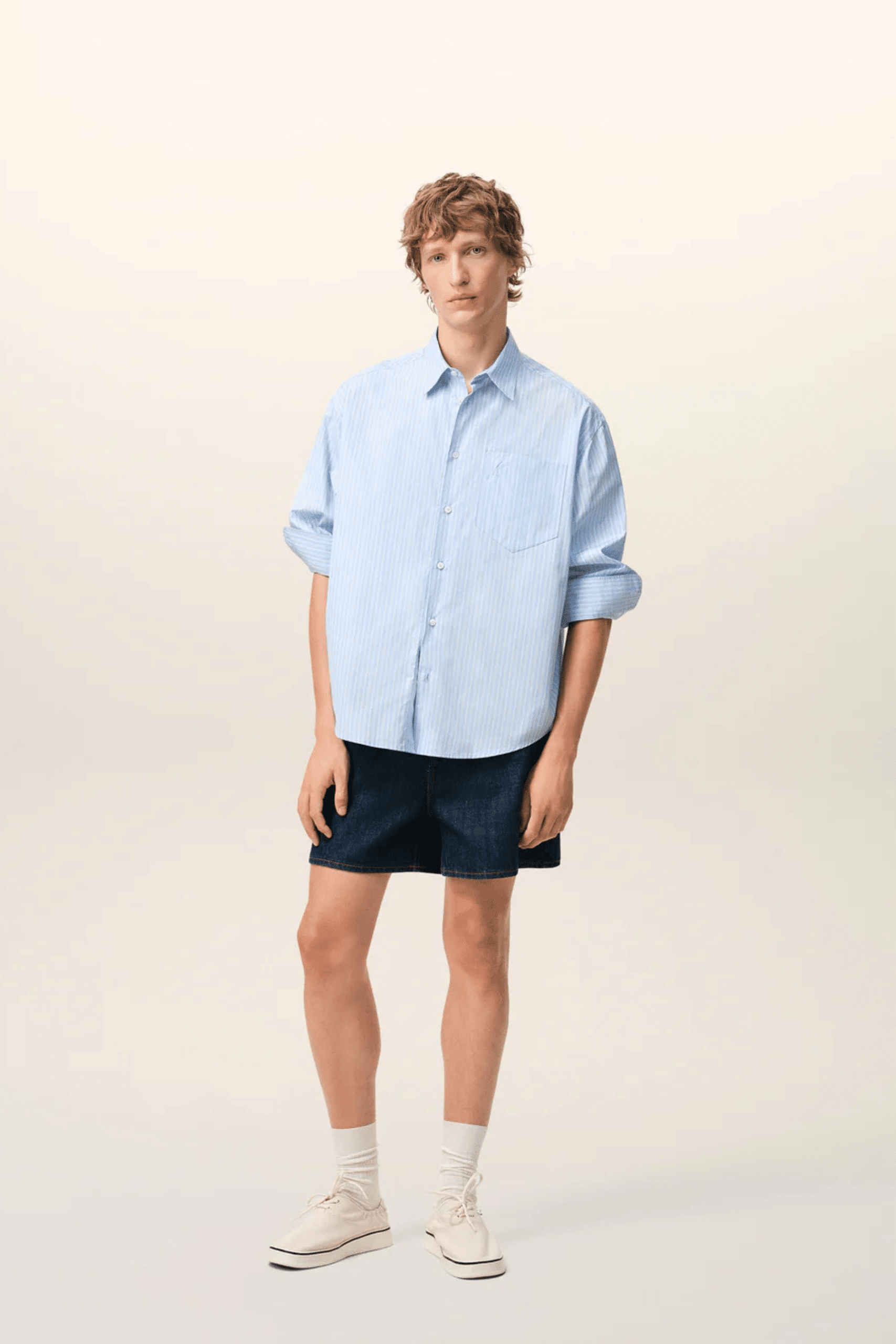 Chemise Boxy Coton Bleu Cachemire Blanc