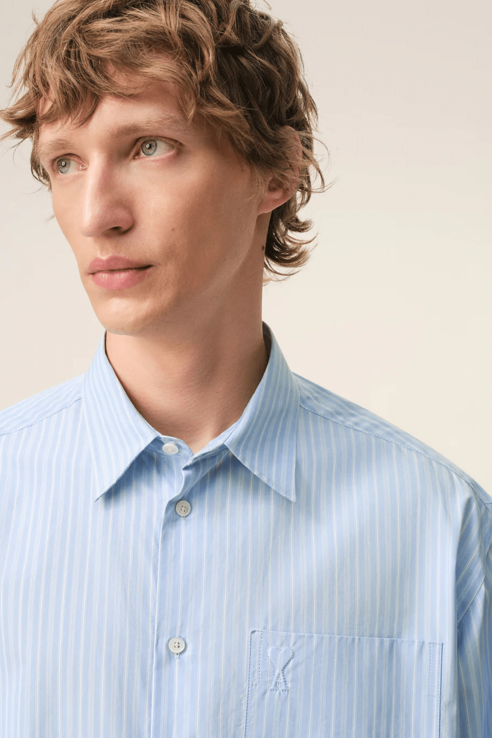 Chemise Boxy Coton Bleu Cachemire Blanc