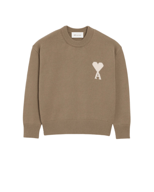 Pull Laine Coton Beige Taupe Cœur Écru