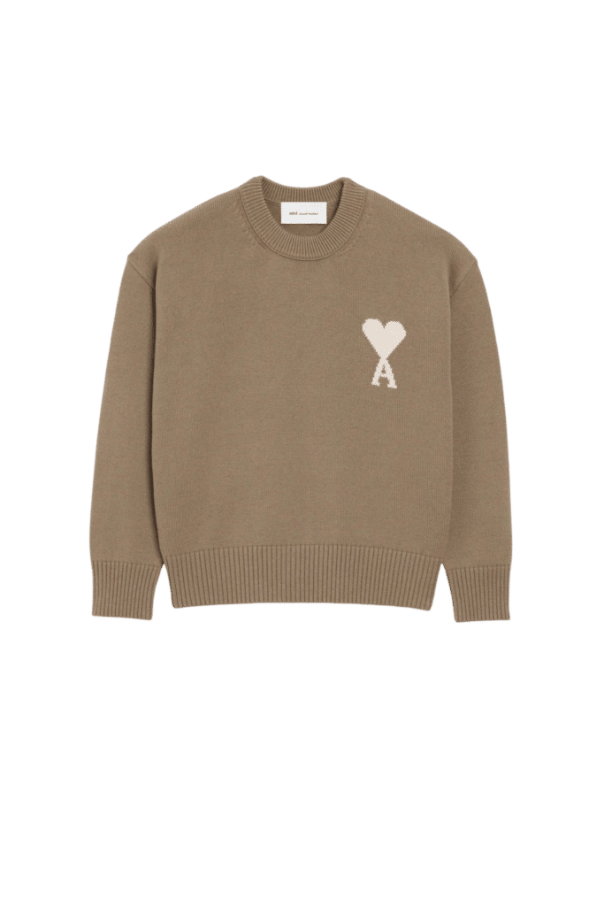 Pull Laine Coton Beige Taupe Cœur Écru