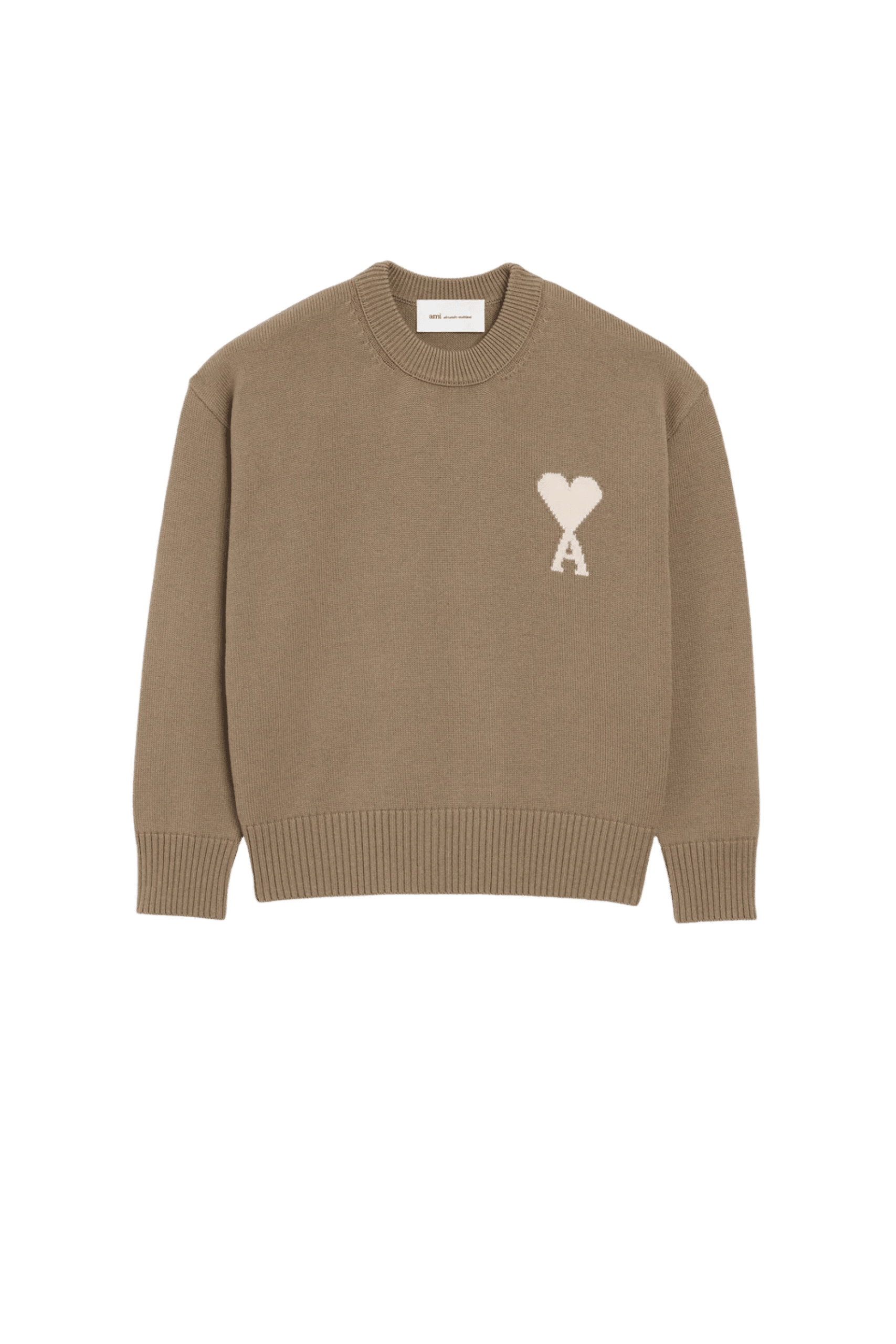 Pull Laine Coton Beige Taupe Cœur Écru