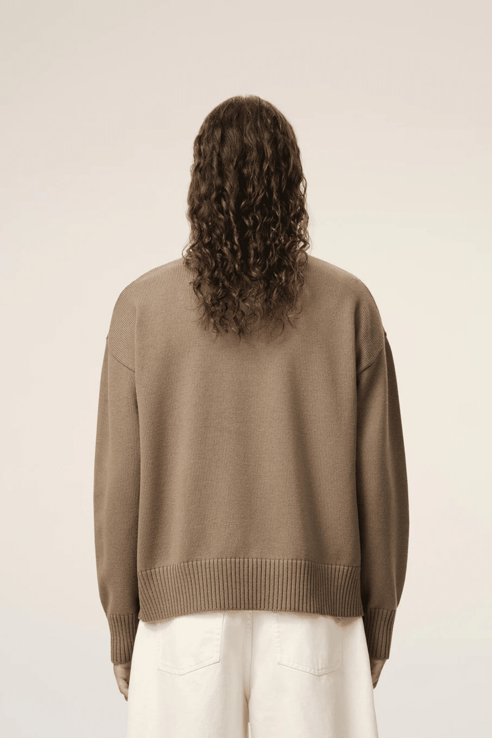 Pull Laine Coton Beige Taupe Cœur Écru