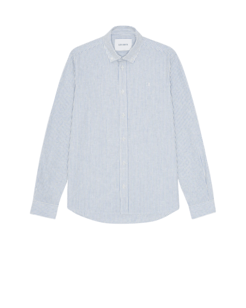 Chemise Konrad Coton Lin Rayée Bleu