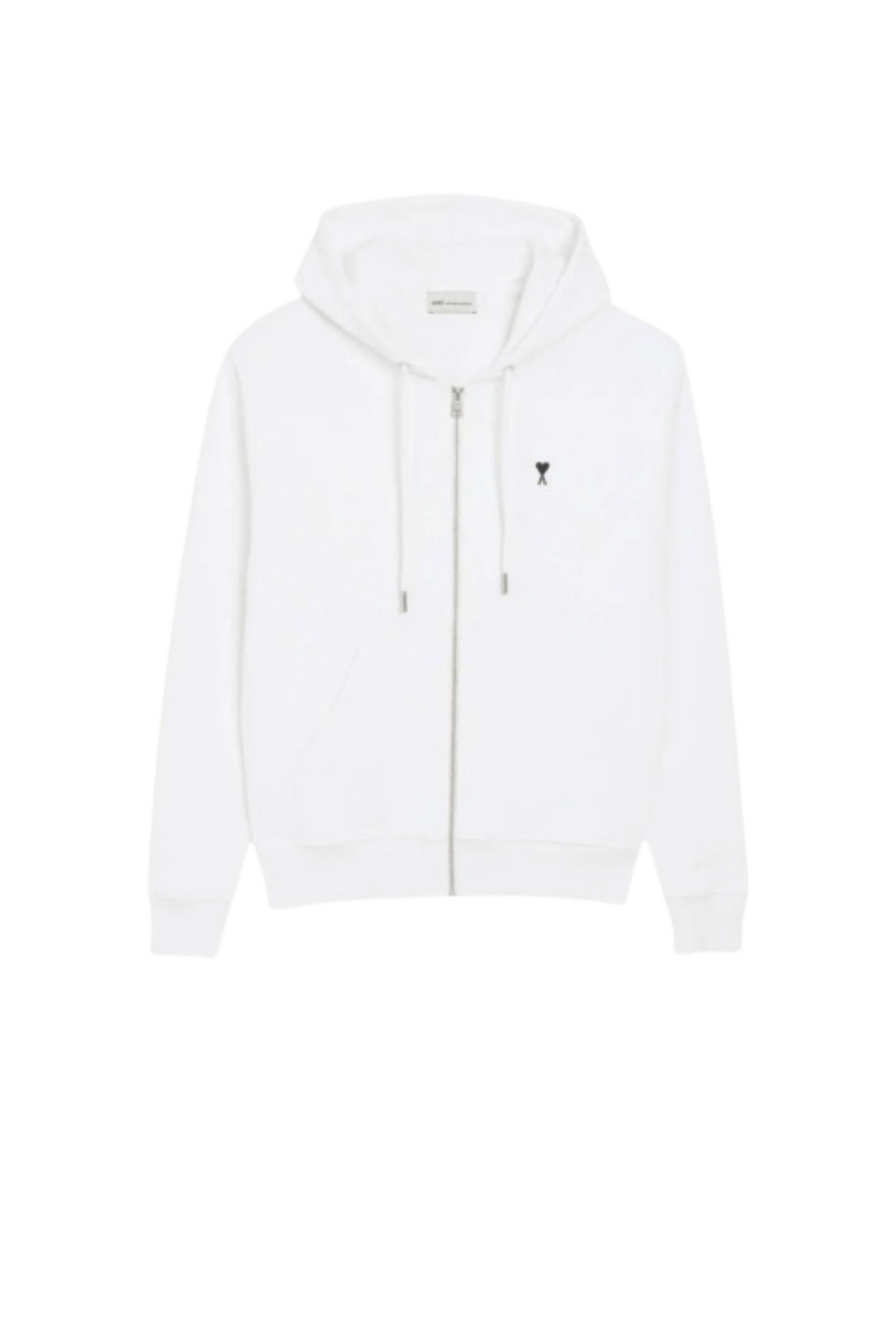 Hoodie Zippé Coton Blanc Cœur Noir