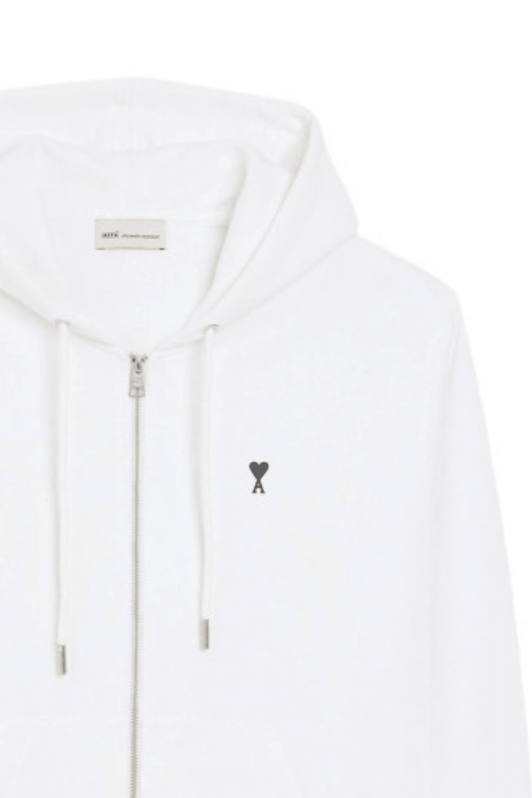 Hoodie Zippé Coton Blanc Cœur Noir