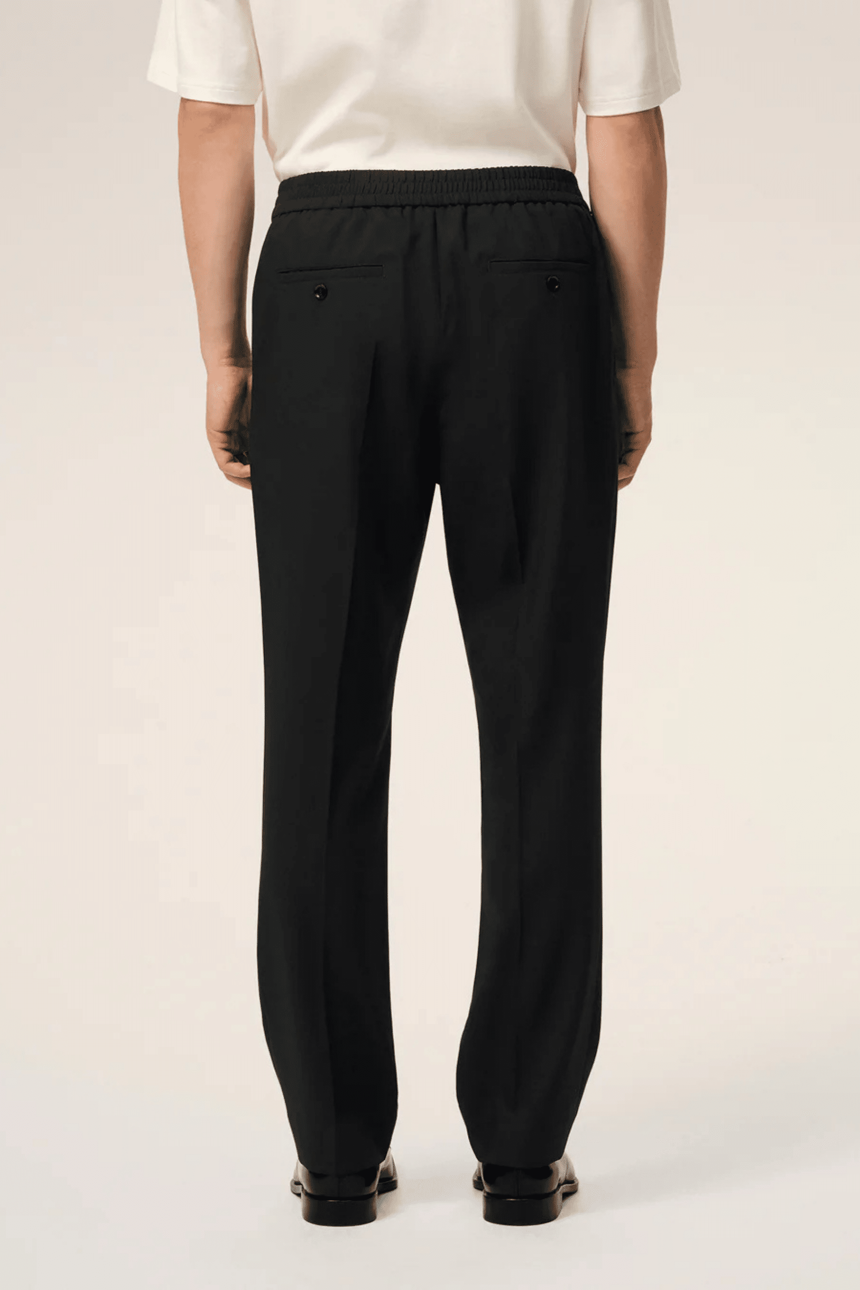 Pantalon Taille Élastiquée Laine Noire