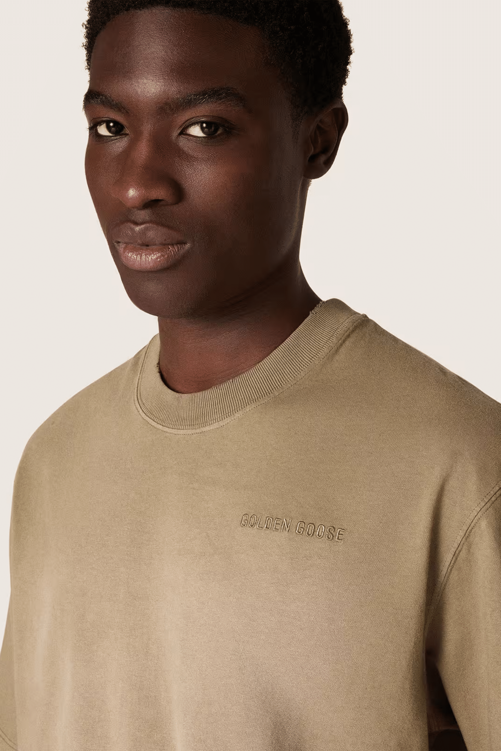 Tee-Shirt Coton Beige Vieilli Logo