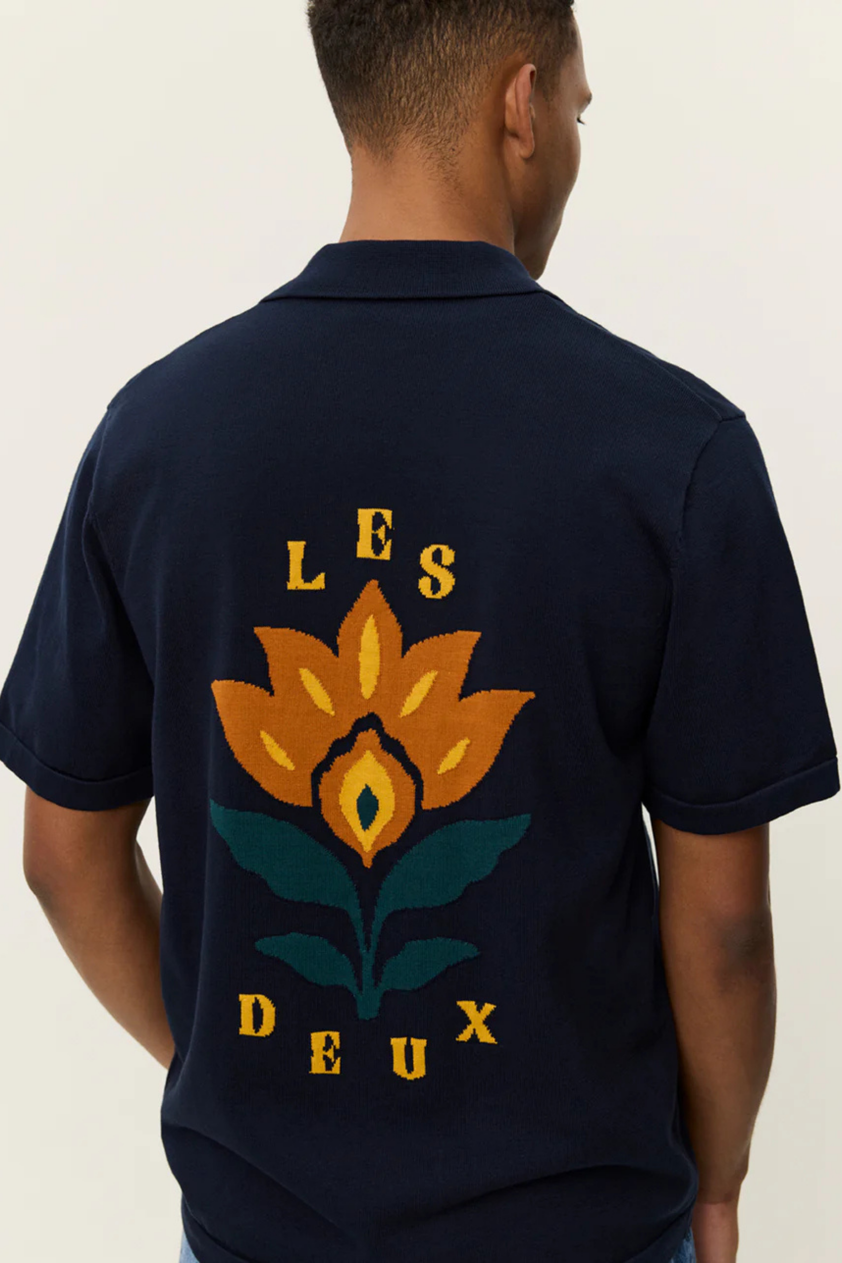 Chemise Arabesque Maille Coton Marine