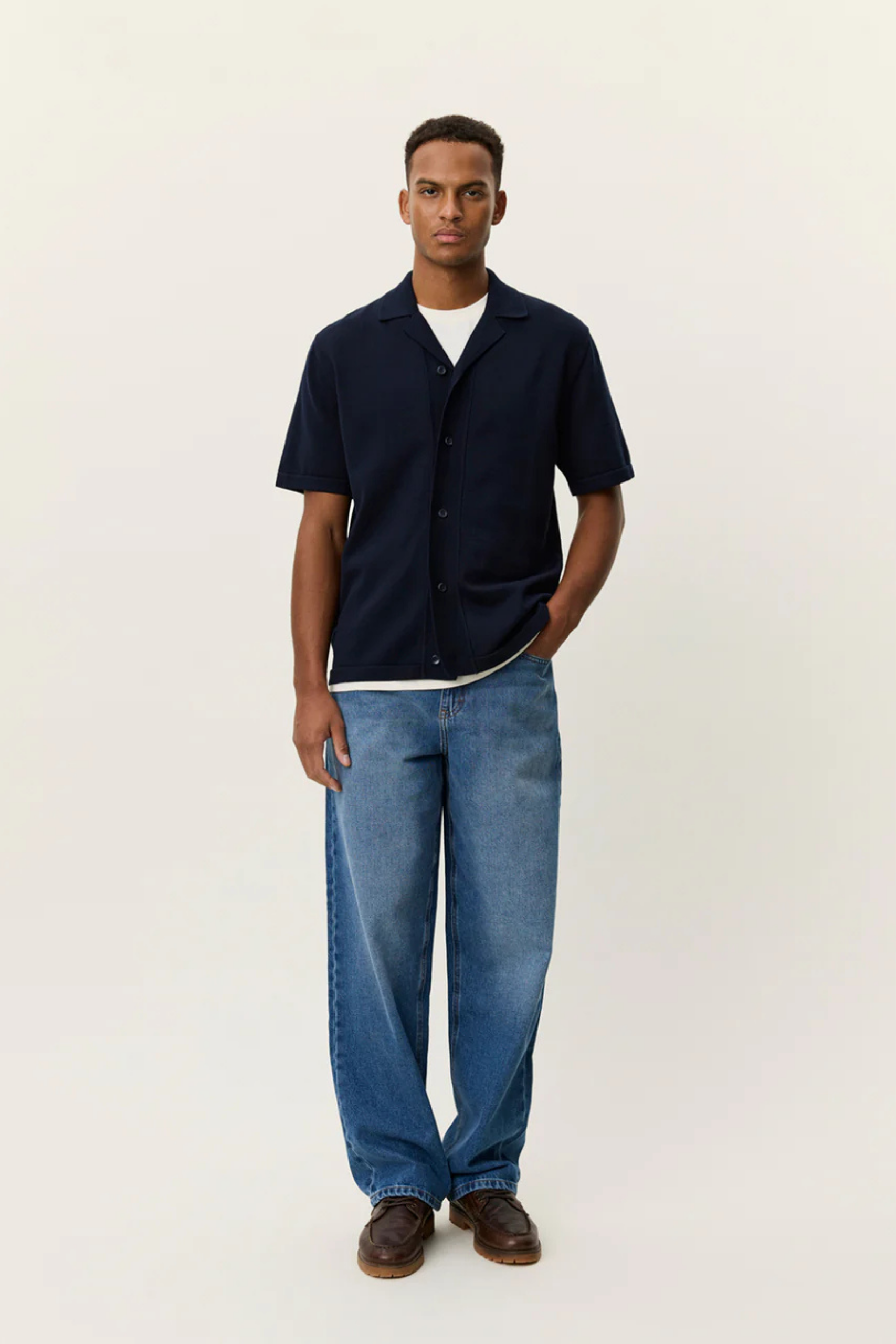 Chemise Arabesque Maille Coton Marine