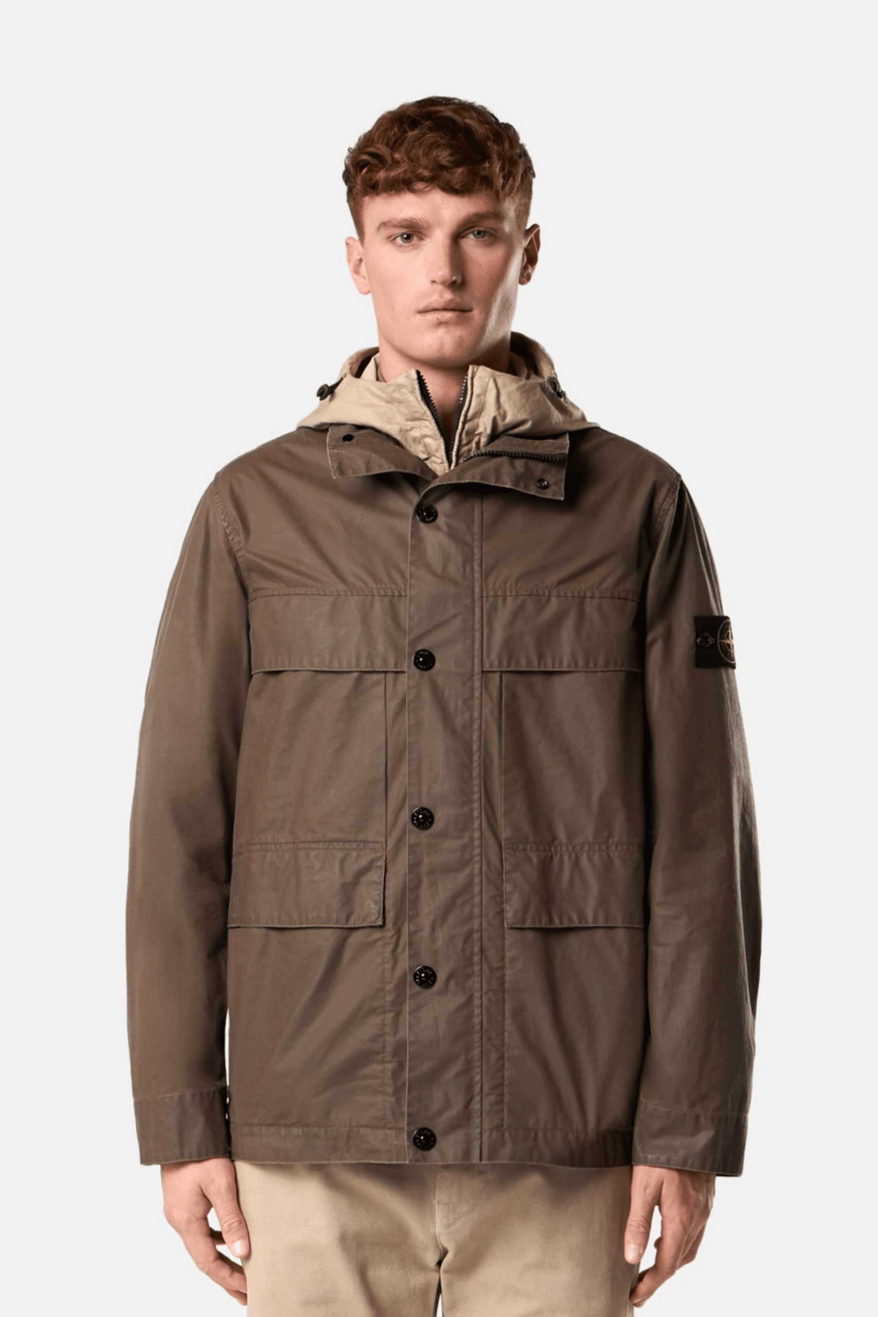 Veste Enduite Coton Polyester Terre d'Ombre