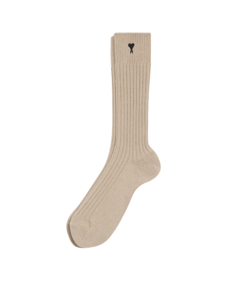 Chaussettes Coton Beige Cœur Noir