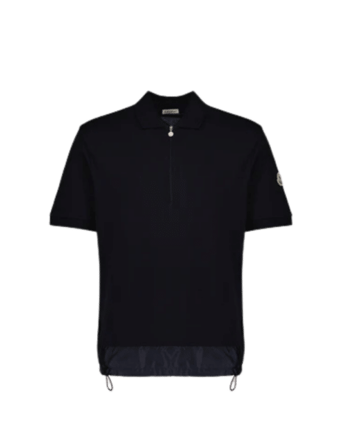 Polo Col Zippé Coton Bleu Foncé