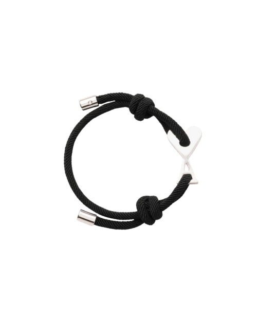 Bracelet Cordon Noir Cœur Argenté