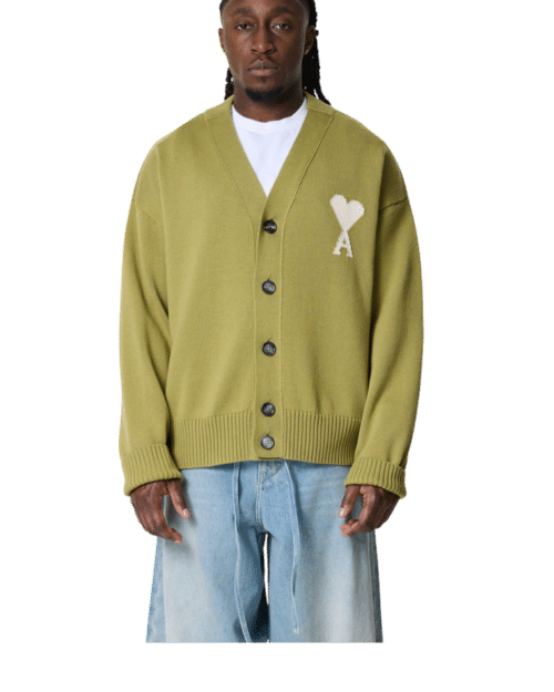 Cardigan Laine Coton Matcha Cœur Écru