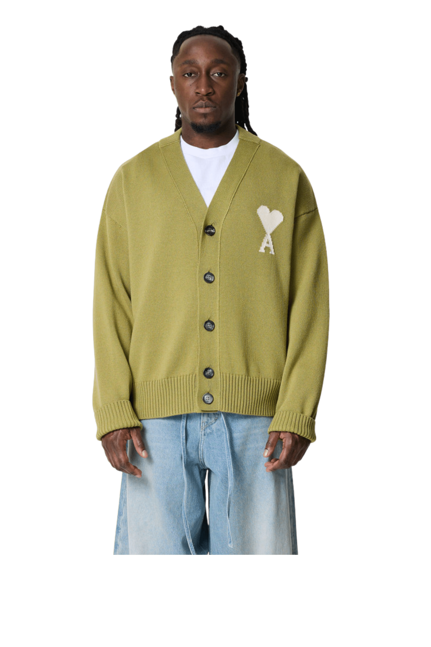 Cardigan Laine Coton Matcha Cœur Écru