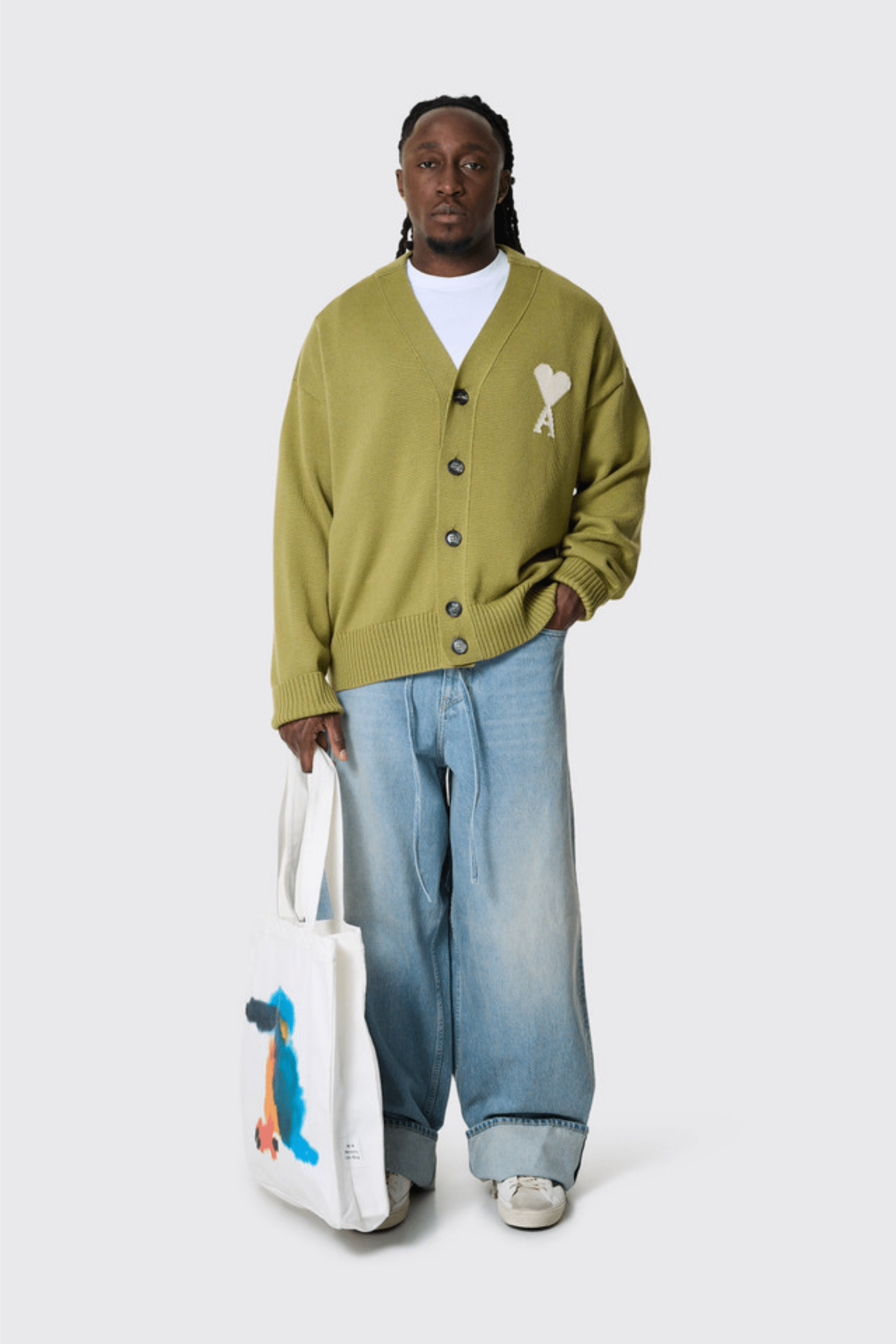 Cardigan Laine Coton Matcha Cœur Écru