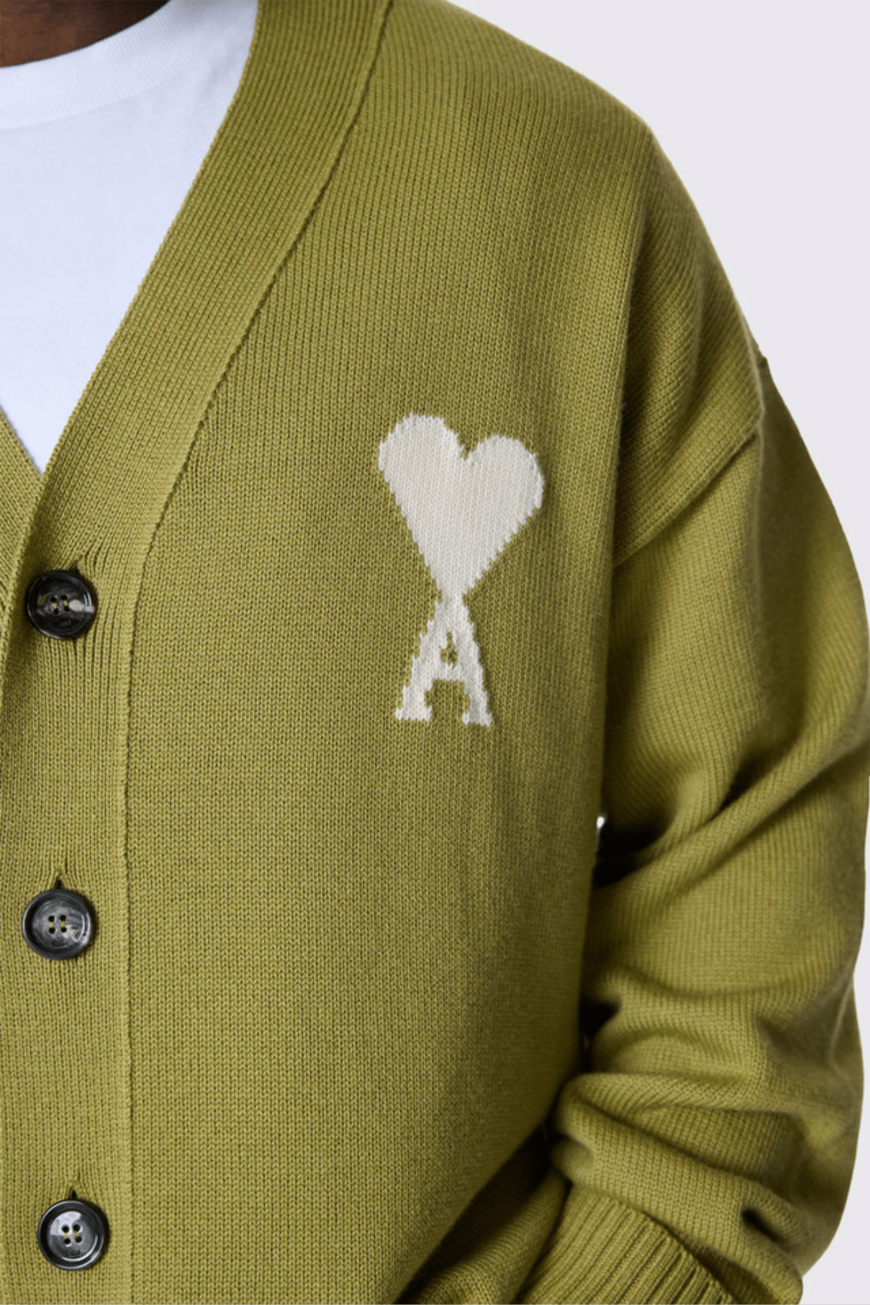 Cardigan Laine Coton Matcha Cœur Écru