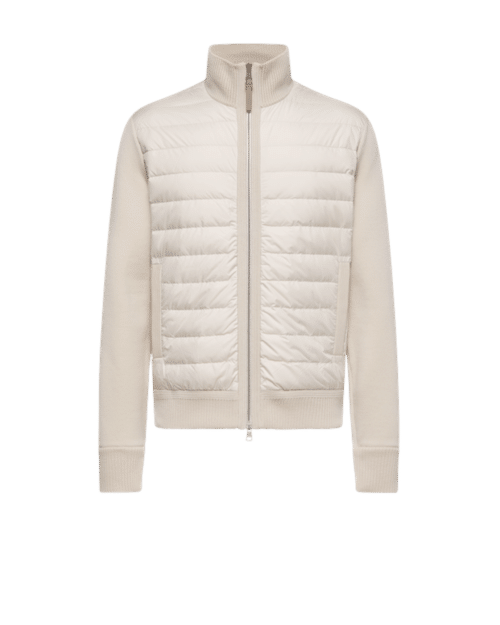 Cardigan Zippé Matelassé Laine Beige