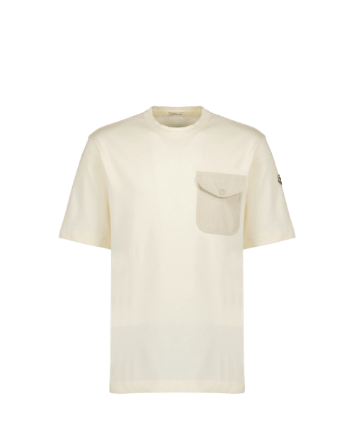 Tee-Shirt Coton Beige Poche Contrastante