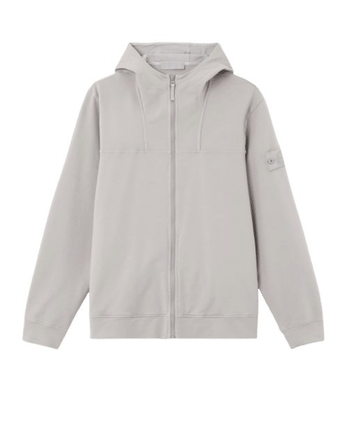Hoodie Zippé Coton Gris Poudré