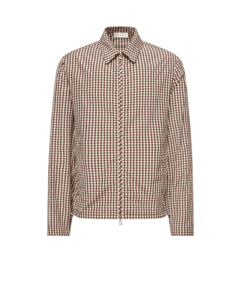 Chemise Zippée Coton Vichy Marron Blanc