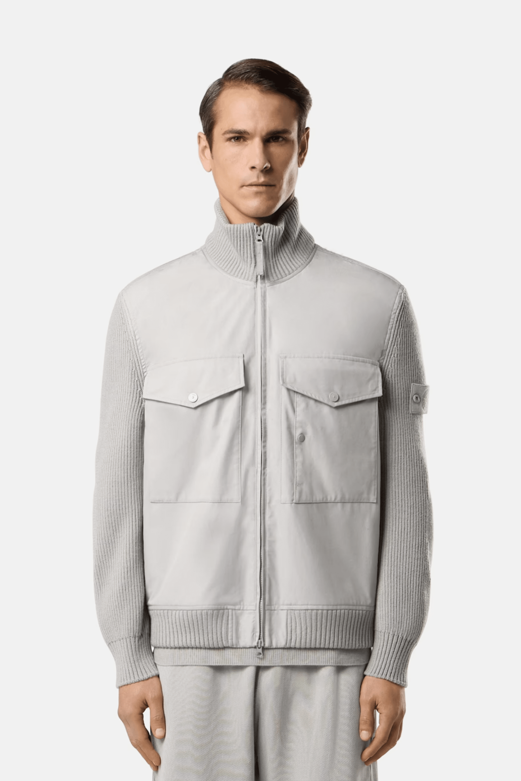 Coupe Vent Coton Gris Poudré