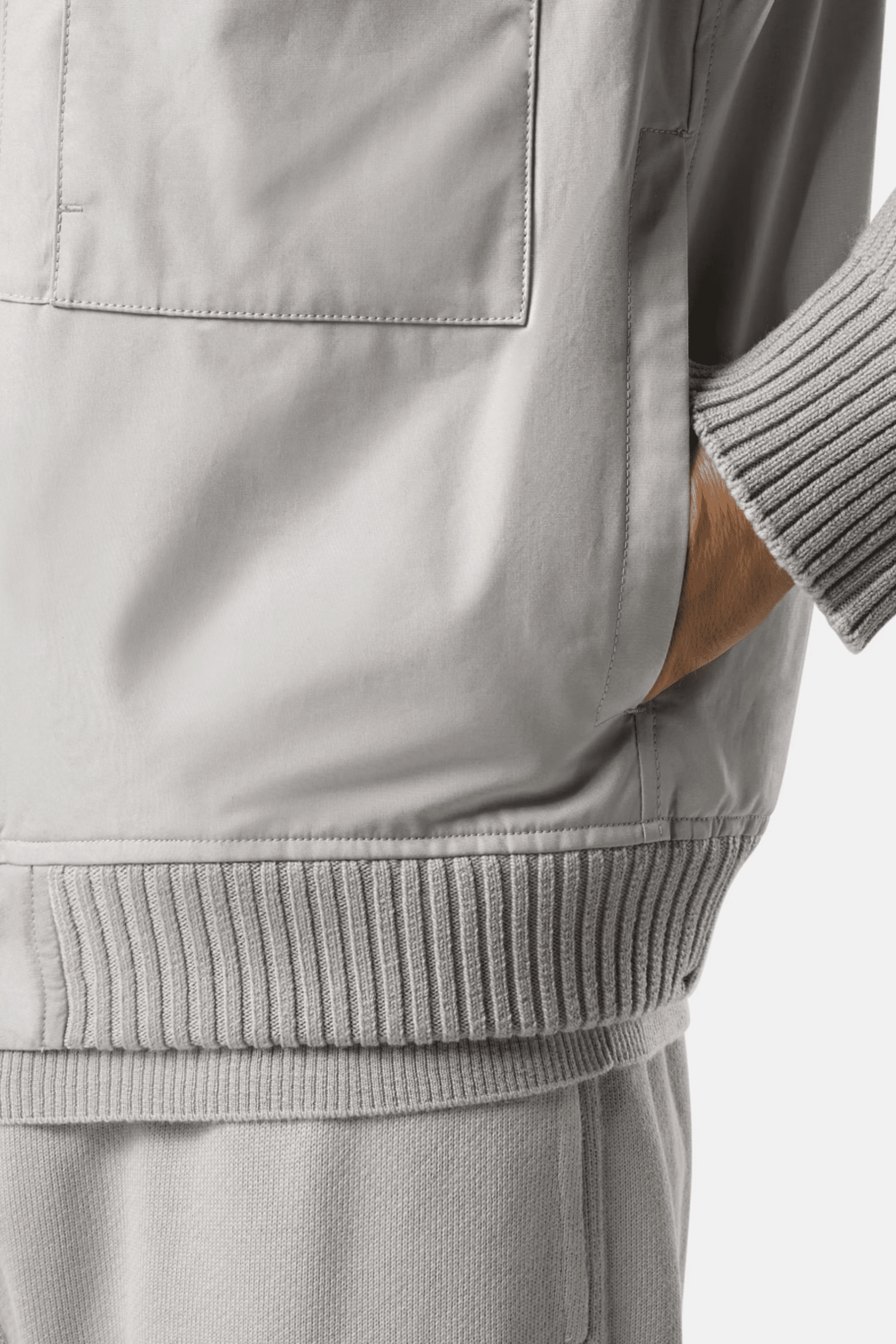 Coupe Vent Coton Gris Poudré