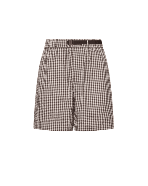 Short Coton Vichy Marron Blanc