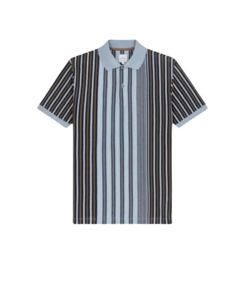 Polo Manches Courtes Bleu à Rayures