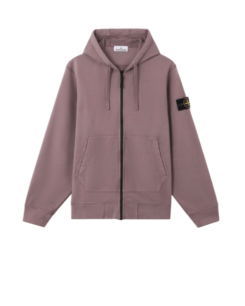 Hoodie Zippé Coton Gris Violine