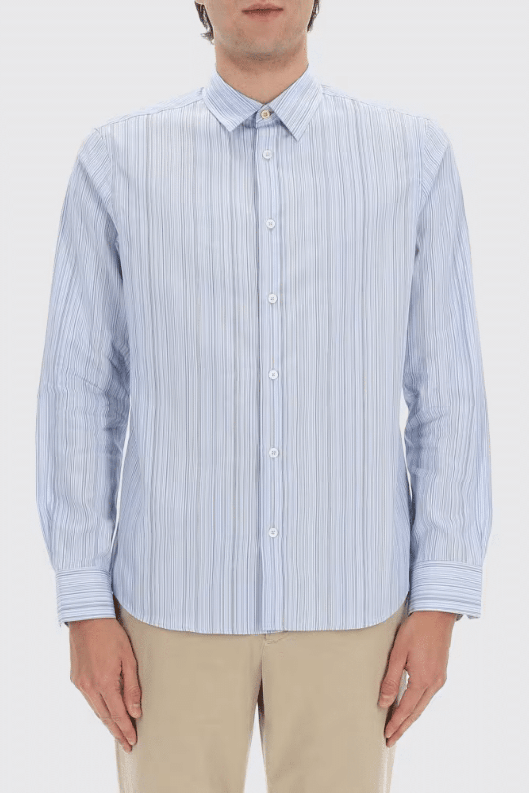 Chemise Bleue Ciel à Rayures en Coton