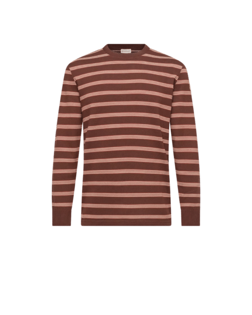 Sweat Coton Rayé Marron Rose