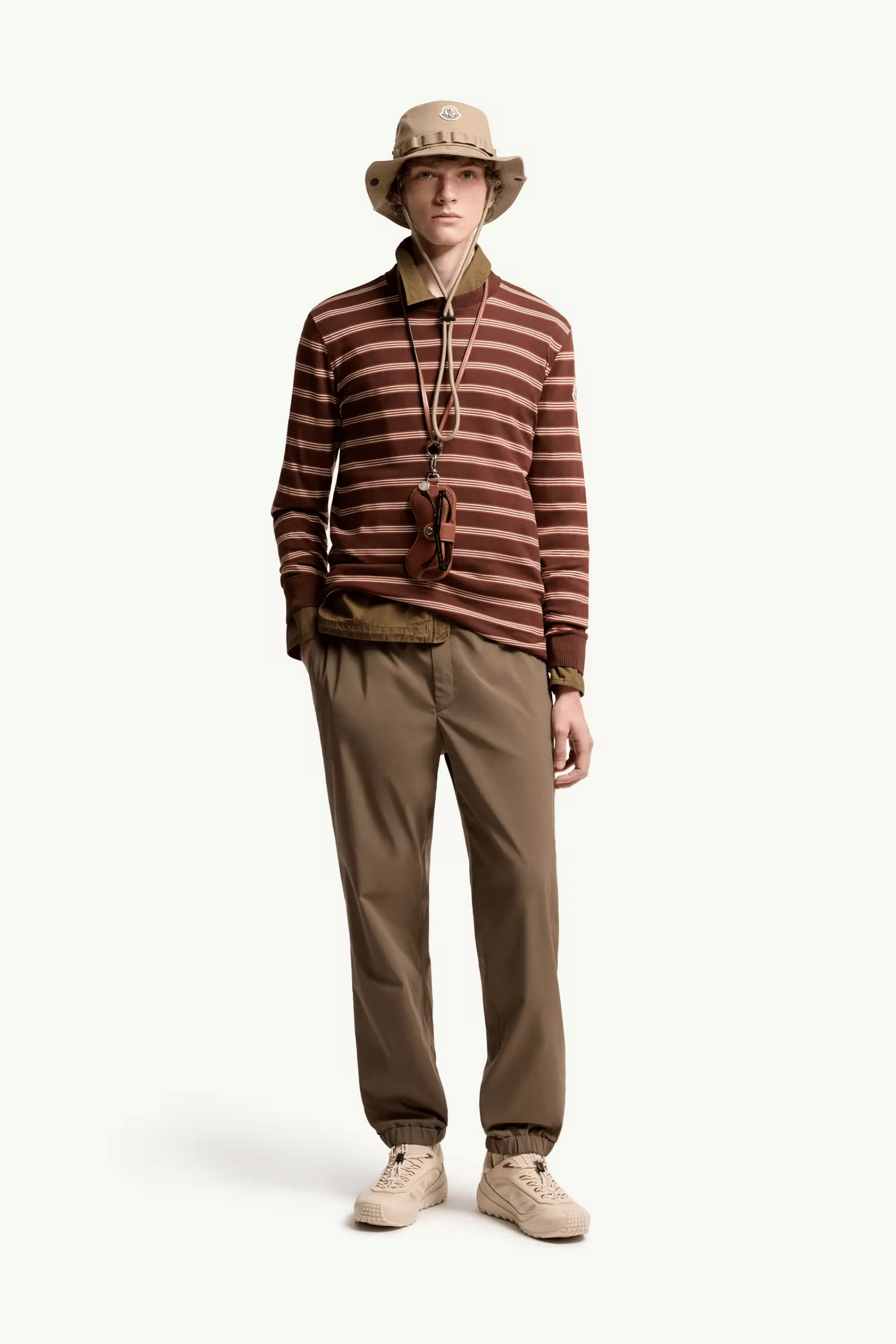 Sweat Coton Rayé Marron Rose