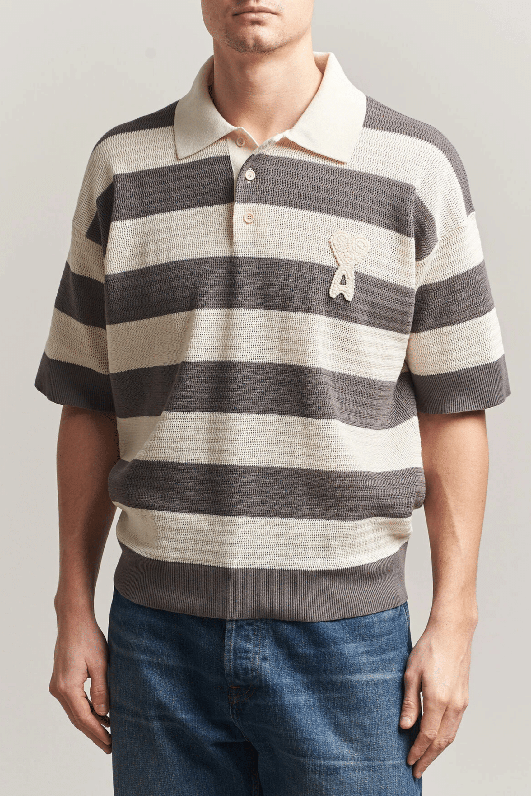 Polo Coton Blanc Crème Carbone