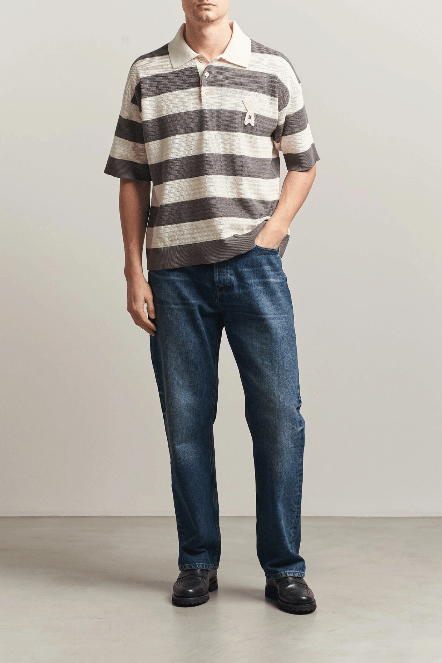 Polo Coton Blanc Crème Carbone