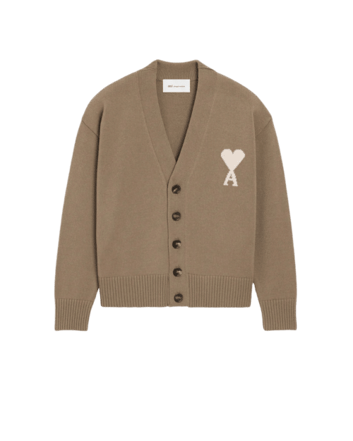 Cardigan Laine Coton Beige Cœur Écru