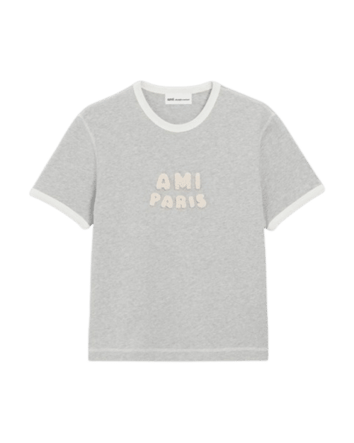 Tee-Shirt Gris Patch Maille Écru