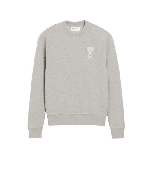 Sweat Gris Chiné Patch Crochet Écru